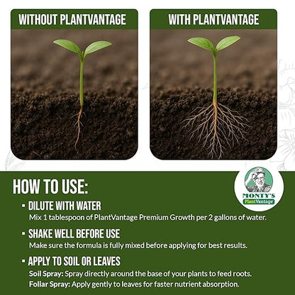PlantVantage Premium Growth Liquid Plant Food - Liquid Fertilizer for Stronger Stems & Larger Leaves, NPK Fertilizer (8-16-8) with Zinc & Iron, Foliar Spray for Trees, Shrubs & Flower Boost, 32 oz