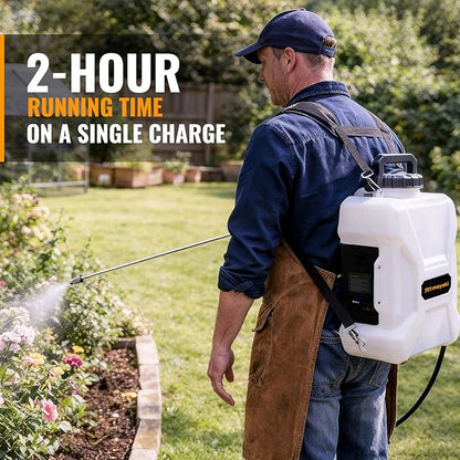 3Gallon Lawn Garden Sprayer Compatible with Dewalt 20V Battery, Backpack Pump Sprayer w/ 2.0Ah Battery, Translucent Water Tank, Adjustable Pressure, for Spraying Plants, Watering, Weeds, Cleaning