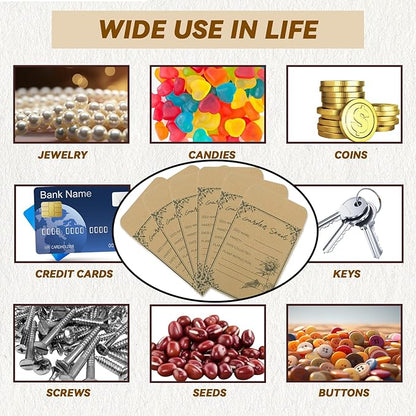 100 Pieces Seed Envelopes - Seed Packets Self Adhesive Sealing Small Seed Saving Envelopes for Storage 4.72 * 3.15 Inch for Collection Vegetable Plants Garden Seeds