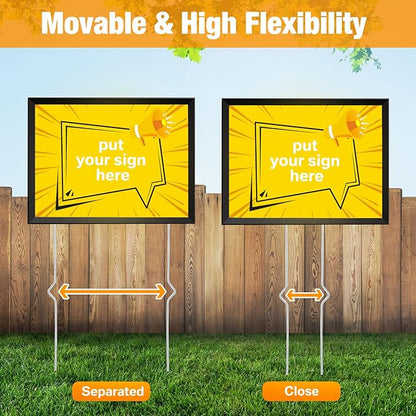 Tatuo 24 Pcs Yard Sign Stakes Heavy Duty 16.5'' Wire Yard Stakes Alternative to H Frame Metal Reusable Sign Holder for Spring Summer Lawn Corrugated Plastic