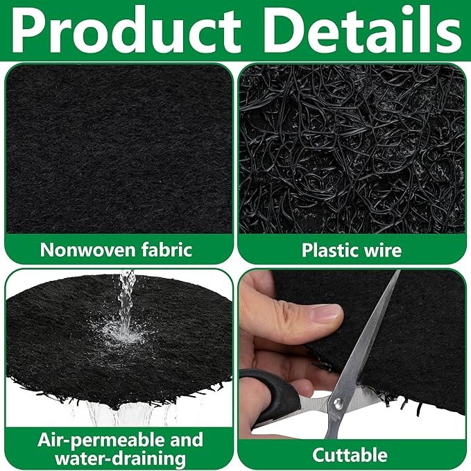 6 Pack Pot Mesh Drainage Discs, 9 Inch Thickened Drainage Hole Insert Pads, Reusable Plant Pot Bottom Mesh Mats for Indoor Outdoor Gardening to Prevent Soil Loss and Keep Root Healthy
