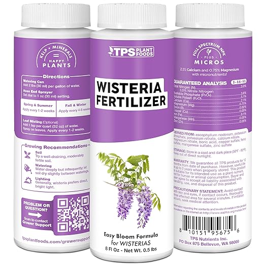 Wisteria Fertilizer for Wisteria Plants and Wisteria Hanging Flowers, Feeds Wisteria Plant, Liquid Fertilizer by TPS Plant Foods, 1 Gallon (128 oz)