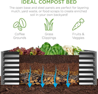 Best Choice Products 6x3x2ft Outdoor Metal Raised Garden Bed, Deep Root Box Planter for Vegetables, Flowers, Herbs, 269 Gallon Capacity, 100% Non Toxic Materials - Gray