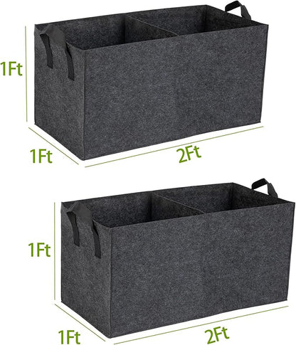 2-Pack 2 Grids Fabric 10 Gallon Grow Bags, 2x1x1ft Thickened 400G Nonwoven Fabric Raised Garden Beds with Handles - Indoor Outdoor Planters for Vegetables, Herbs, Flowers