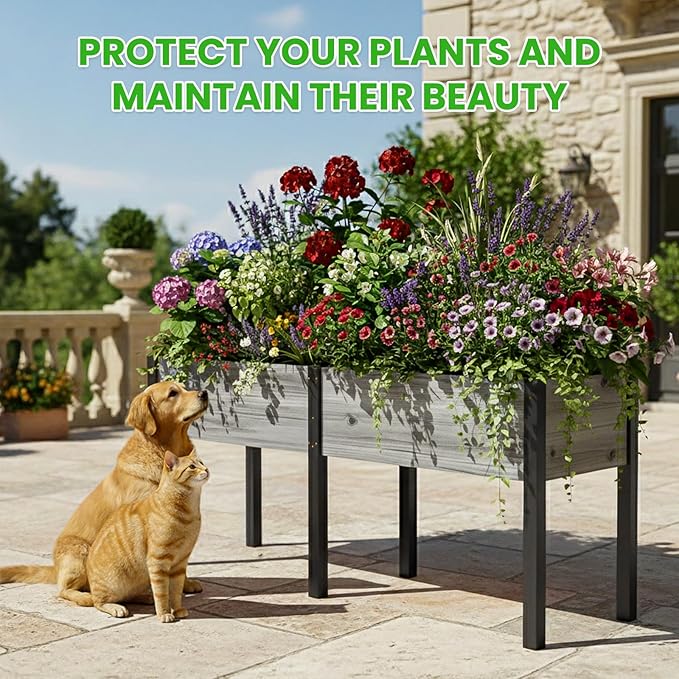 DoCred Raised Garden Bed, 70.9" x 22.8" x 31.5" Large Elevated Wooden Horticulture Planter Box with Metal Legs Standing Growing Bed Planter for Gardening, Balcony, Backyard, Patio
