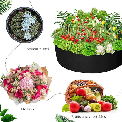 Zhehao 4 Pcs Fabric Raised Planting Bed Round Garden Grow Bags Heavy Duty Breathable Fabric Raised Planter Container for Gardening Vegetables Herbs and Plants Outdoor(50 Gallon)