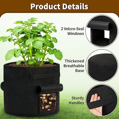 30 Gallon Potato Grow Bags 2-Pack with Dual Harvest Windows & Reinforced Handles, Non-Woven Fabric Planter for Potatoes, Tomatoes, Vegetables
