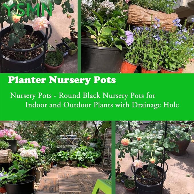 Nursery Pots with Drainage Holes Pack of 10 Pcs 1 Gallon and Plant Label Flexible Seedling Pots Seed Starting Planter for Indoor Outdoor Flowers Succulents Cactus