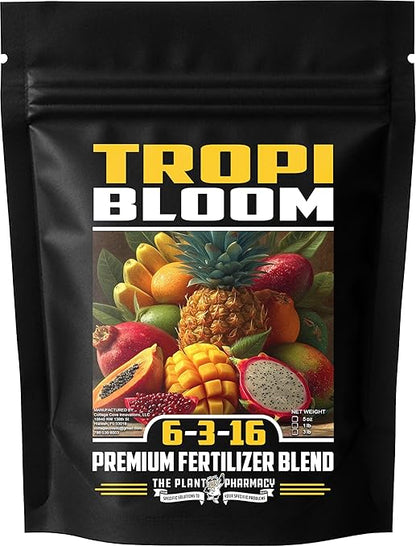 Fertilizer Commercial Grade | TropiBloom 6-3-16 | 5 Ounces | Custom Professional Mix Blend | High-Potassium | Tropical Fruit Trees | Micronutrients with Chelated Iron | Support Yield Flavor Structure
