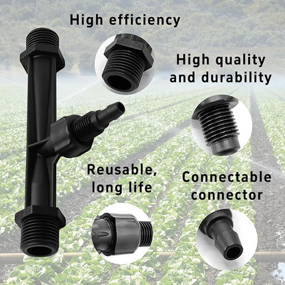 2Pcs 1/2 Inch Venturi Fertilizer Injector, Black Plastic Irrigation Mixer Tube, Agricultural Water System Device for Garden Farm Lawn