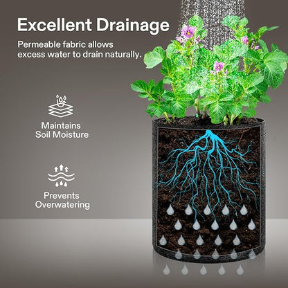 VIVOSUN 10-Pack 1 Gallon Grow Bags, Fabric Pots with Self-Adhesion Sides for Transplanting