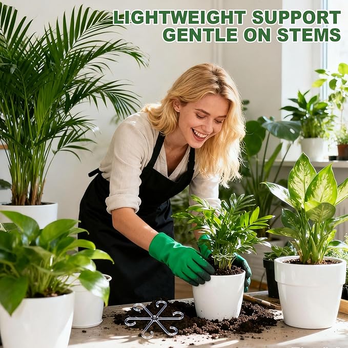 16pcs Upgraded Plant Stem Support, Transparent Plant Support for Indoor Plants, 4 Sizes Climbing Houseplant Stem Holders, Reusable Plant Stabilizer, Indoor Plants Accessories