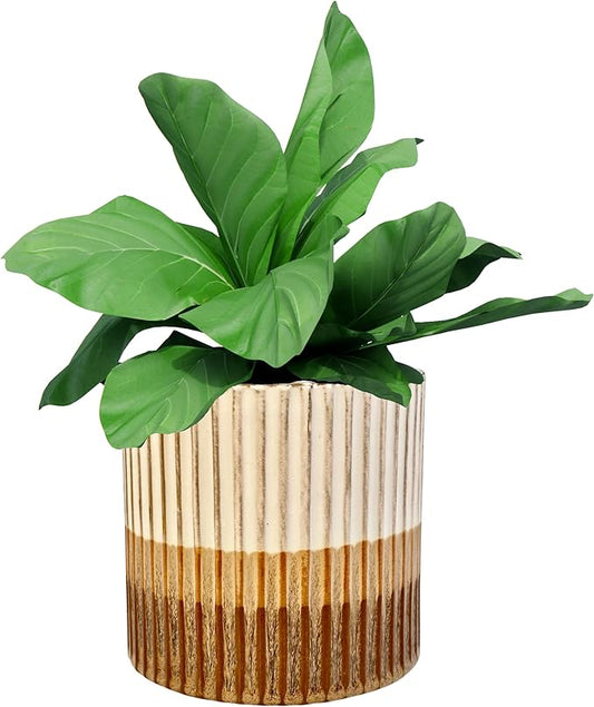 Admired by Nature 5" Ceramic Flower Planter Pot - for Home Decor, Indoor Plants, Garden Display, Organization - Brown