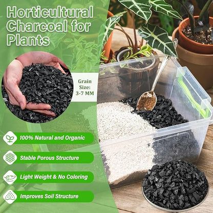 Legigo 2QT Horticultural Charcoal & 1.1 LB Coco Chips for Plants- Organic Coconut Coir Chips Brick and Hardwood Biochar Soil for Potting Mix and Indoor/Outdoor Gardening