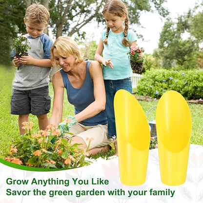 18-Pack Bonsai Soil Scoops, Plastic Garden Soil Scoops Bucket Shovel Potting Scoopers for Transplanting/Flower Planting/Plant Succulent, Colorful Small Gardening Tools [Yellow]