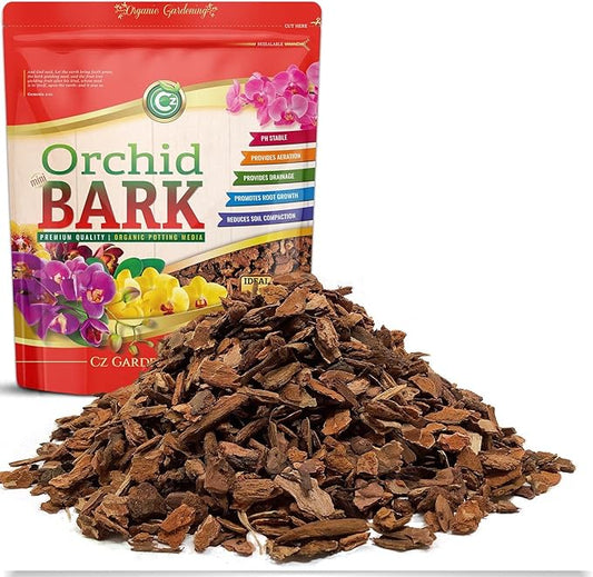 Orchid Potting Bark - Made in USA Premium Garden Soil Amendment Mix for Proper Root Development of Phalaenopsis, Cattleyas, Indoor/Outdoor Plants, Reptile Terrarium Bedding & More! (Mini Fir Bark)