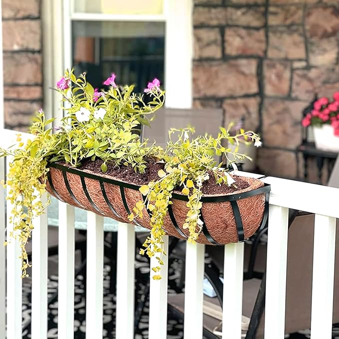 Coco Liners for Planters - 2 Pack 24 Inch Trough Coconut Liners for Planters, Window Box Coco Liners, 100% Natural Coconut Fiber Liners for Wall Hanging Basket, Window Box, Fence Baskets