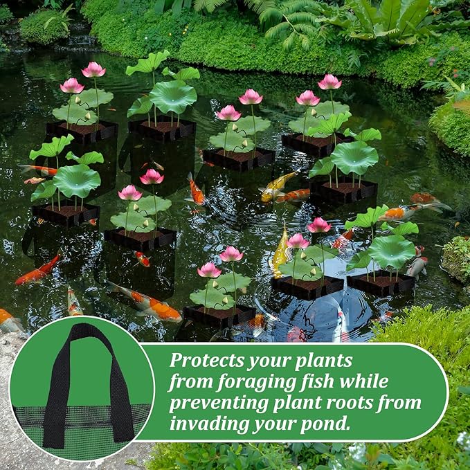 6PCS Mesh Aquatic Pond Plant Baskets, 1Gallon Pond Planting Bags Reusable Aquatics Planter Pot Water Lily Growing Container with Handles for Lotus Bog Plant Garden Terrestrial Plants, 5.9x5.9x7.9 Inch