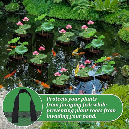 6PCS Mesh Aquatic Pond Plant Baskets, 1Gallon Pond Planting Bags Reusable Aquatics Planter Pot Water Lily Growing Container with Handles for Lotus Bog Plant Garden Terrestrial Plants, 5.9x5.9x7.9 Inch