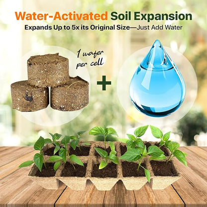 WONDER SOIL | 250 Organic Seed Starter Pellets | Ready to Plant Seed Starting Soil Loaded with Pre-Mixed Nutrients | Fast Germination | Indoor or Outdoor | 250 Count