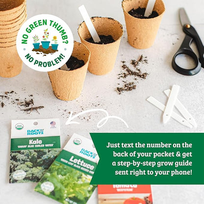 Back to The Roots 100% Organic, Non-GMO Seeds | Variety 10-Pack | Top Herb, Fruit, and Veggies | Guaranteed to Grow