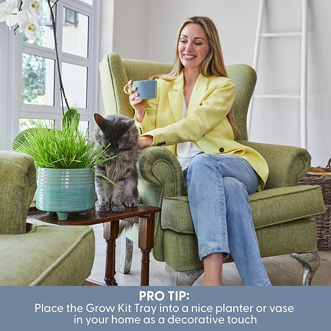 The Cat Ladies Cat Grass Growing Kit - Organic Seed, Soil and BPA Free containers (Non GMO) - All of Our Seeds are Locally Sourced - 1 Pack