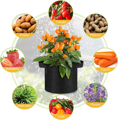 Nuanchu 24 Packs Grow Bags Bulk Aeration Fabric Pot with Handles Thickened Nonwoven Garden Bags to Healthy Root Growth Vegetables Heavy Duty Grow Pots Planting Planter for Flower Fruits (2 Gallon)
