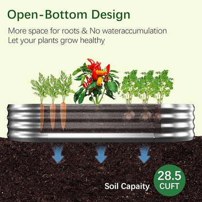 Galvanized Garden Bed kit for Vegetables/Herbs/Flowers (8X4X1)