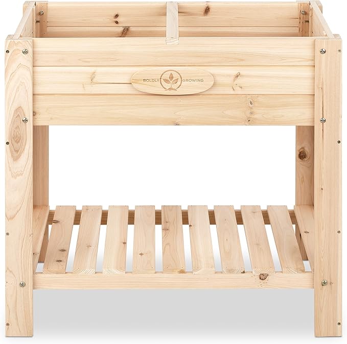 Boldly Growing Cedar Patio Planter with Shelf - BGSP76