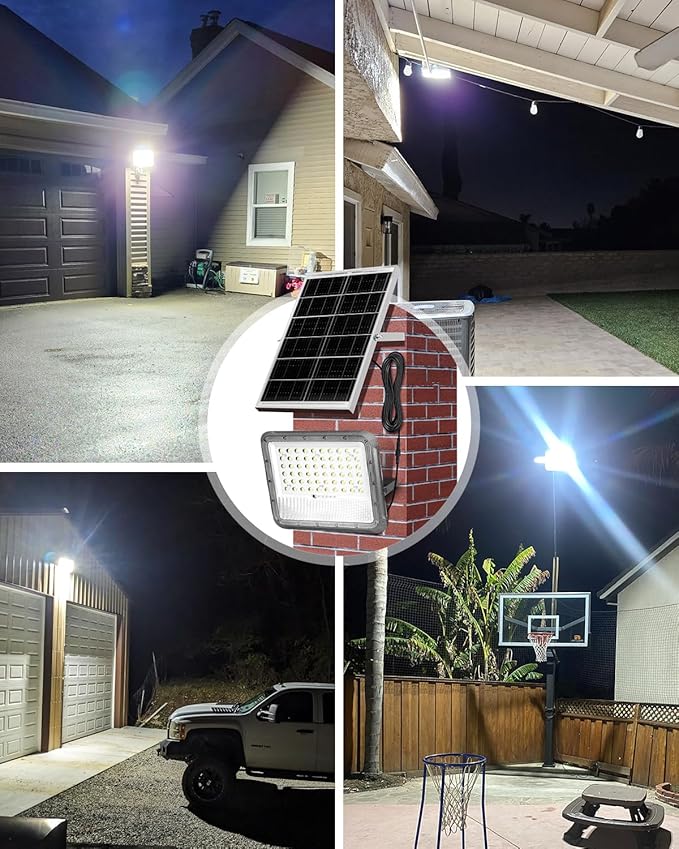 Solar Lights Outdoor Waterproof - Security Lights for Outside with Remote Control,Ultra Bright High Lumens, Aluminum Solar Powered Flood Lights Dusk to Dawn for Patio, Yard (15000MAH)
