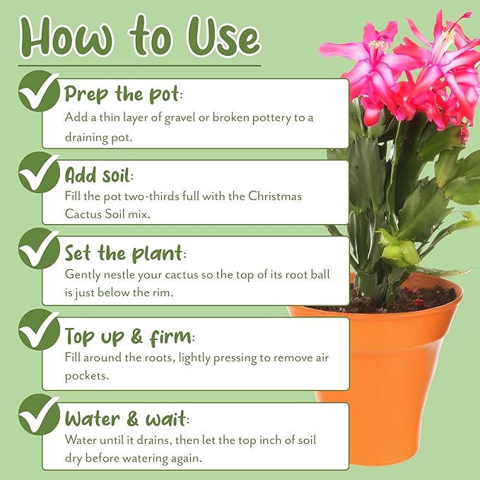 Soil Sunrise Christmas Cactus Potting Soil Mix (8 Quarts) Custom Blend for Xmas, Easter, and Thanksgiving Cactus Tropical Indoor Houseplants