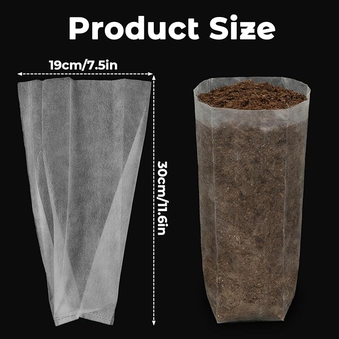 Augshy JULMELON 100 Pcs Nursery Growing Bags, 7.5x11.6 inch Breathable Non-Woven Plants Grow Fabric Plant Grow Bags for Vegetable Seed Starter Home or Outdoor Garden Supply