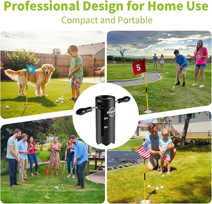 Updated Portable-Golf-Hole-Cutter-Tool, Ergonomic Design for Easy Cutting, USGA Standard 4" & 6" Hole Sizes, Golf Hole Digger for Backyard, Garden, Lawn, Golf Putting Green Practice, Golf Party