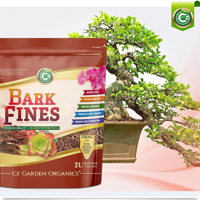 Potting Bark Fines (Chips) - Made in USA Premium Garden Soil Amendment Mix for Proper Root Development of Bonsai, Orchids, Phalaenopsis, Cattleyas, Indoor/Outdoor Plants, Reptile Terrarium Bedding