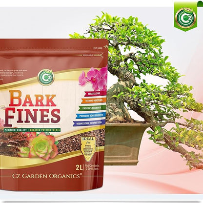Potting Bark Fines (Chips) - Made in USA Premium Garden Soil Amendment Mix for Proper Root Development of Bonsai, Orchids, Phalaenopsis, Cattleyas, Indoor/Outdoor Plants, Reptile Terrarium Bedding