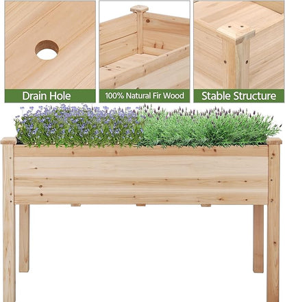 Topeakmart Wooden Garden Planter Boxes 48 X 23 X 30in Elevated Raised Garden Bed Outdoor with Legs Wooden Gardening Box for Flower/Vegetable/Herb/Tomato/Backyard/Patio, 2pcs