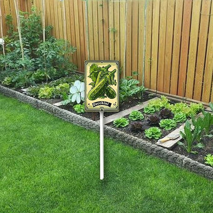 Uptell Vegetable Garden Zucchini Yard Sign Label With Stake Plant Markers For Outdoor Plants Waterproof 7x8.8inch Nursery Garden Outdoor Sign