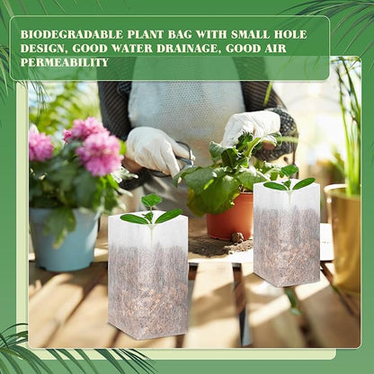 1000 Pcs Nursery Seed Non Woven Plants Nursery Bags 5.9 x 6.3 Inch Fabric Seedling Pots Grow Bags Plants Pouch for Vegetables Flower for Home Garden Greenhouse Supplies