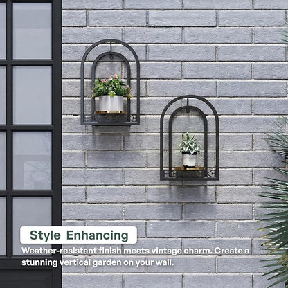 Wall Hanging Planters, Modern Iron Frame for Indoor/Outdoor Plants, Stylish Decor for Living Room, Garden, Patio 3 Pack Black