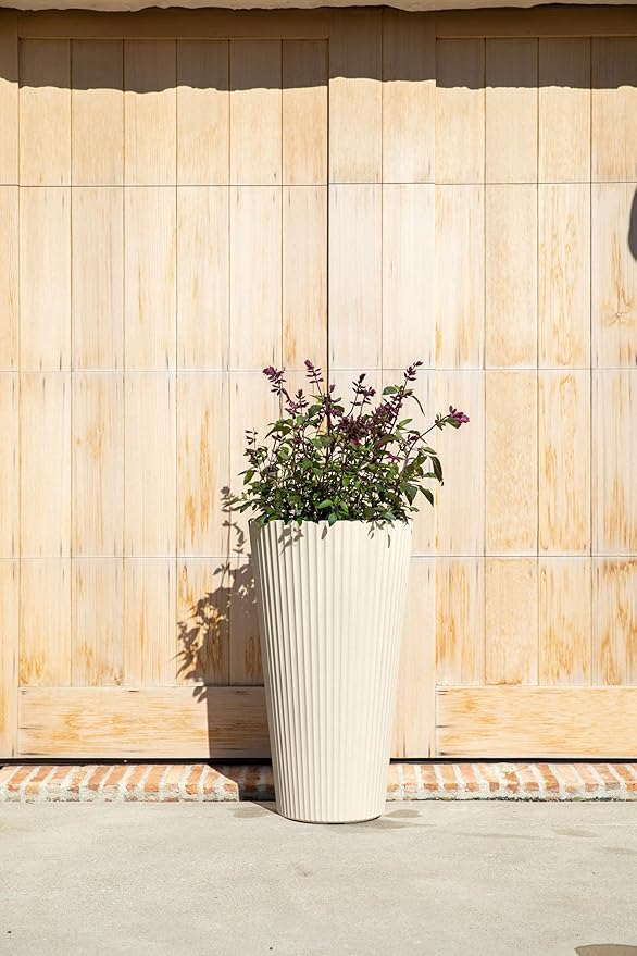 Veradek Demi Series Tall Planter for Porch, Patio, Backyard | Durable Plastic-Concrete Material | Modern Décor for Tall Plants, Grasses