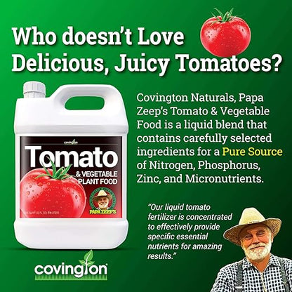 Covington Organic Liquid Tomato & Vegetable Fertilizer (32oz) – Easy-to-Use Water-Soluble Plant Food for Tomatoes, Peppers, and Edibles – Natural Garden Nutrients