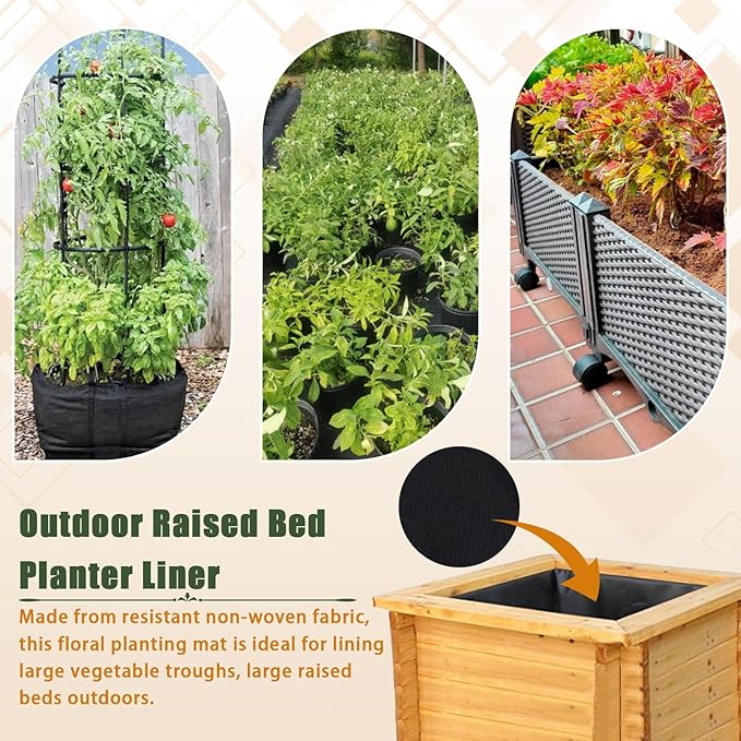 63 * 83 inch Raised Garden Bed Liner, Non Woven Fabric Liner for Large Veg Trough, Keeps Soil Contained and Water Drained