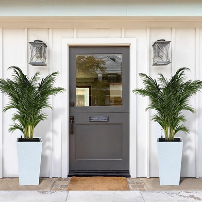 22.5'' Tall Planters for Outdoor & Indoor, Self Watering Plant Pots Set of 2 with Water Level Monitor & Drainage, Automatic Watering for Patio Garden, White