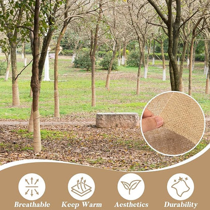 2 Rolls Burlap Roll - Burlap Tree Wraps To Protect Bark 7.8" X 118" Sackcloth Fabric Wrap Burlap Plant Covers Freeze Protection Tree Covers For Winter Garden Plants Tree Trunk Protector Jute Keep Warm