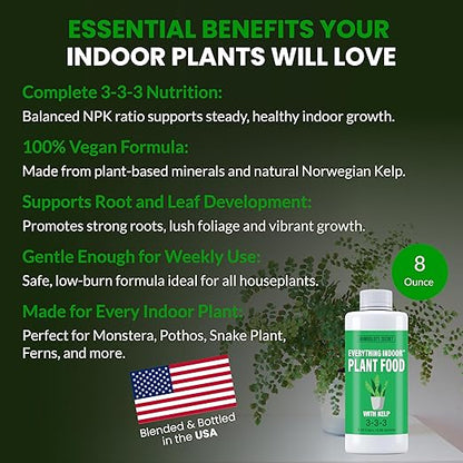 Humboldts Secret Everything Indoor Plant Food | 3-3-3 All Purpose Liquid Fertilizer with Norwegian Kelp | Supports Growth and Strong Roots | Nutrients for Houseplants & Indoor Plants | 8 Ounce