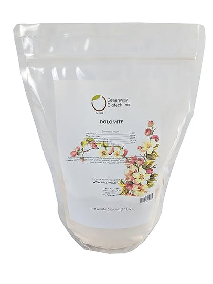 Greenway Biotech, Inc. Dolomite Lime Plus- Includes 11.8% Magnesium and 22.7% Calcium Helps to Adjust The pH Level- Great to Make Your Own Compost and Worm Bins- 5 Pounds