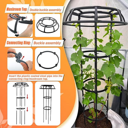 65 Inch Garden Trellis for Climbing Plants Outdoor, Mushroom Top Trellis for Potted Plants, Vines, Roses, Clematis, and Vegetables, Plant Trellis Support 1 Pack