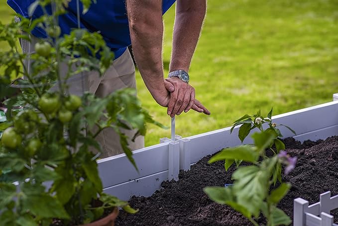 Vita Classic 6 Foot x 6 Foot x 22 inch White Vinyl Keyhole Garden with Composting Basket, BPA, Pthalate Free, VT17107
