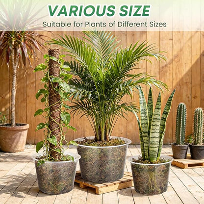 10 Pack 8 Inch Large Clear Nursery Pots with Drainage Hole, Plastic Plant Pots for Seedlings Flowers Vegetablesb, Indoor Outdoor Gardening, Used as Liners Inside Decorative Pots (8 inch)