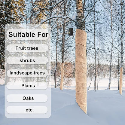 4 Rolls Natural Jute Burlap Tree Wraps, 7.8"×9.8' Winter Tree Protector Wraps Garden Trees Trunk Guard Plant Wrap Shrub Plants Bandage Wrap for Keep Plant Warm